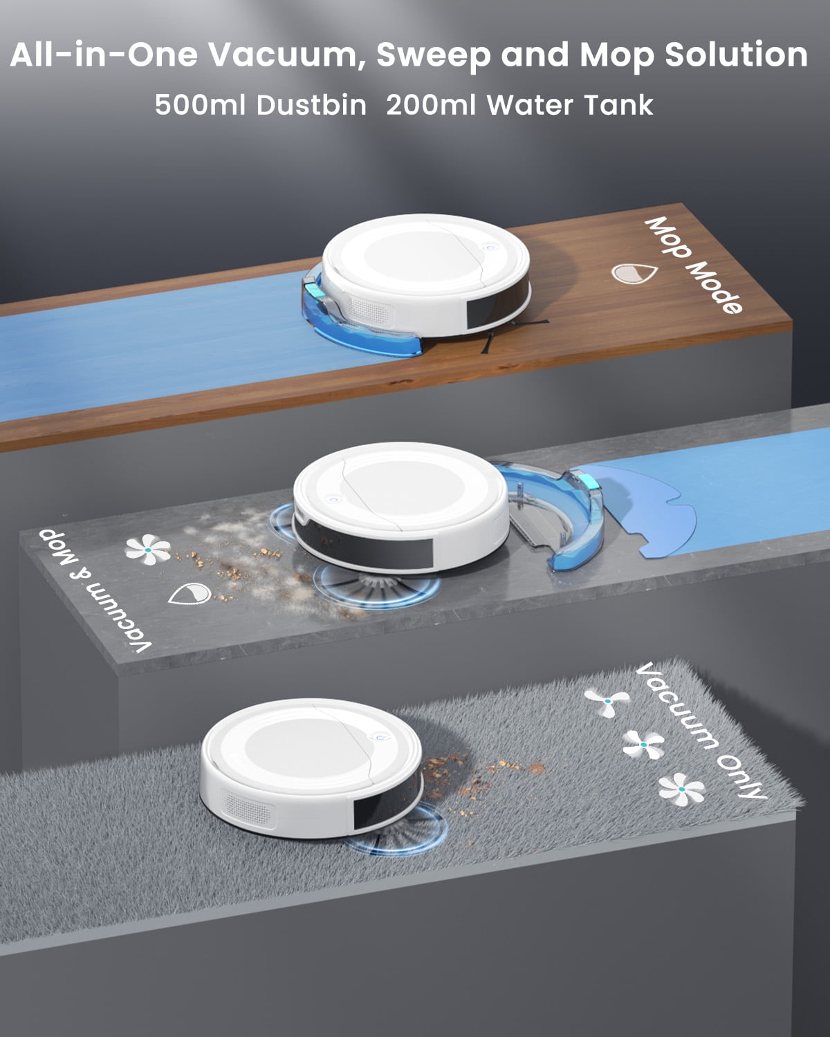 Lefant M310 Ultra Robot Vacuum and Mop Combo, Ultra-thin Robot Vacuum Cleaner with 6000Pa Suction, Ideal for Pet hair