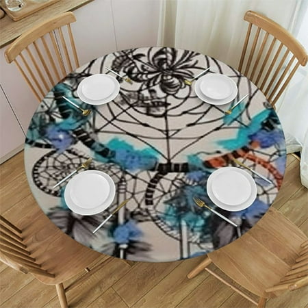 

Autua Round Tablecloth 100% Polyester Stain-Resistant with Elastic Edge for Home Kitchen Outdoor Decor - Ideal for Restaurants Weddings Parties 46 -50