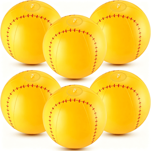 XIBUFE 12 Inch Inflatable Softball Beach Balls Softball Birthday Party Decorations Pvc Pool Float Toys Party Favor Supplies for Summer Beach Game Swimming Pool Water Sand Game Accessory, Yellow