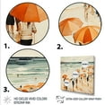thumbnail image 3 of Designart "Tranquil Beach Day with Orange Umbrella I" Beach Framed Wall Art - Orange Beach People Hallway Framed Wall Art Decor, 3 of 6