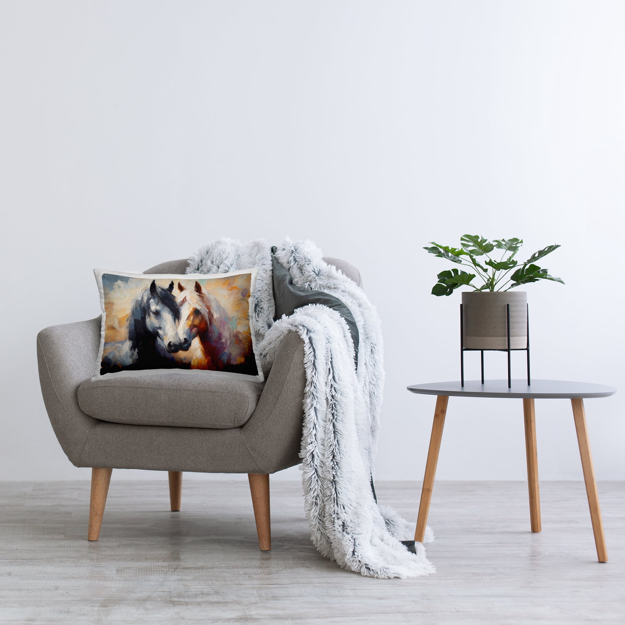 Stupell Industries Abstract Horse Duo Portrait Decorative Printed Throw Pillow, 14 x 20