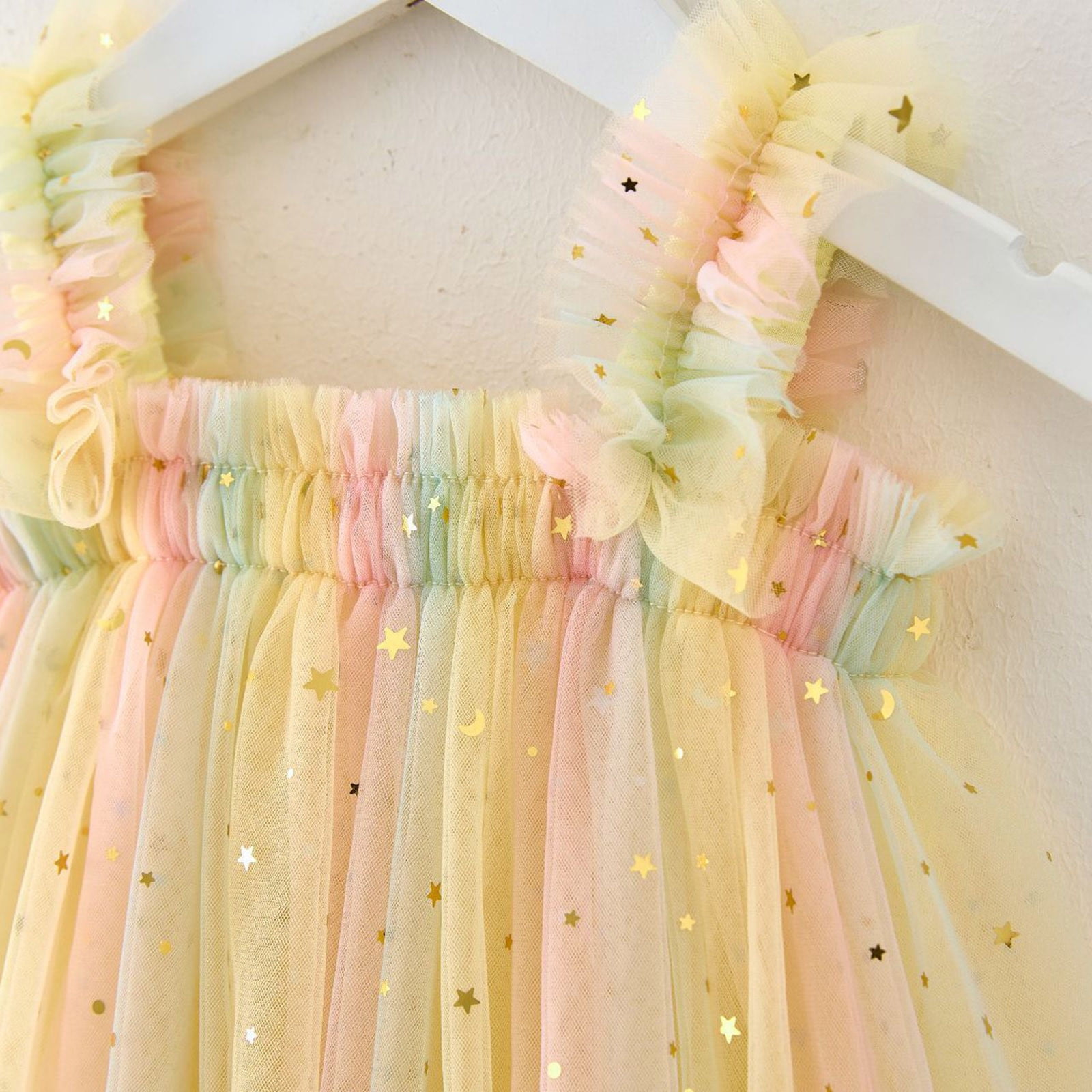 Toddler Girls Sleeveless Star Moon Sequin Dress Dance Party