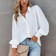 thumbnail image 6 of vigerkar Womens Shirts Button Down Lantern Long Sleeve Blouse Fashion Casual Tops 2025 White, M, 6 of 8