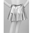 thumbnail image 5 of Miutii Kids Girls Shiny Skirt Pleated A-Line Hip Hop Dance Skater Skort Athletic Tennis Cheerleading Skirt Silver 6, 5 of 7