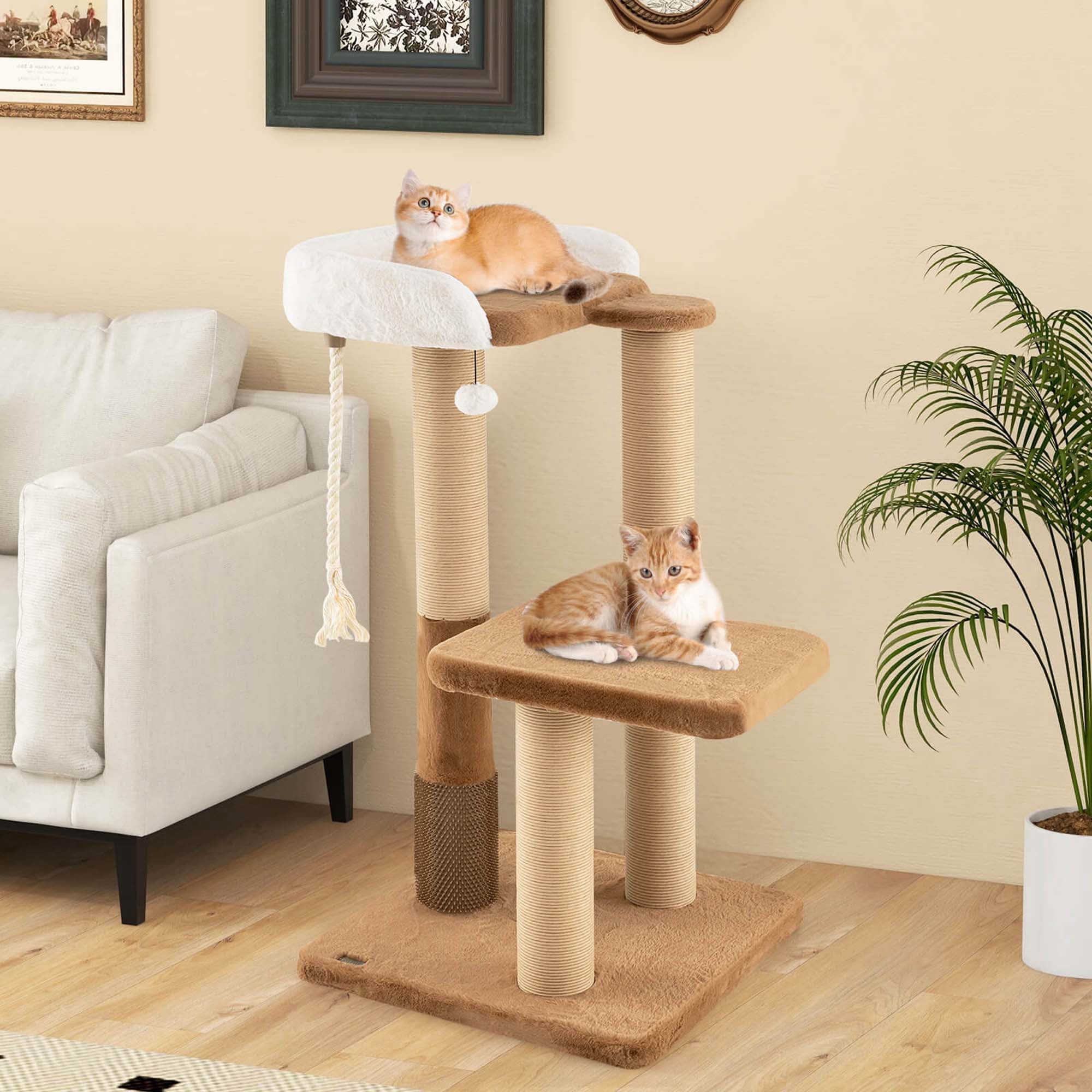 Costway 44" Cat Tree for Indoor with Plush Padded Perch Scratching Posts Jumping Platform