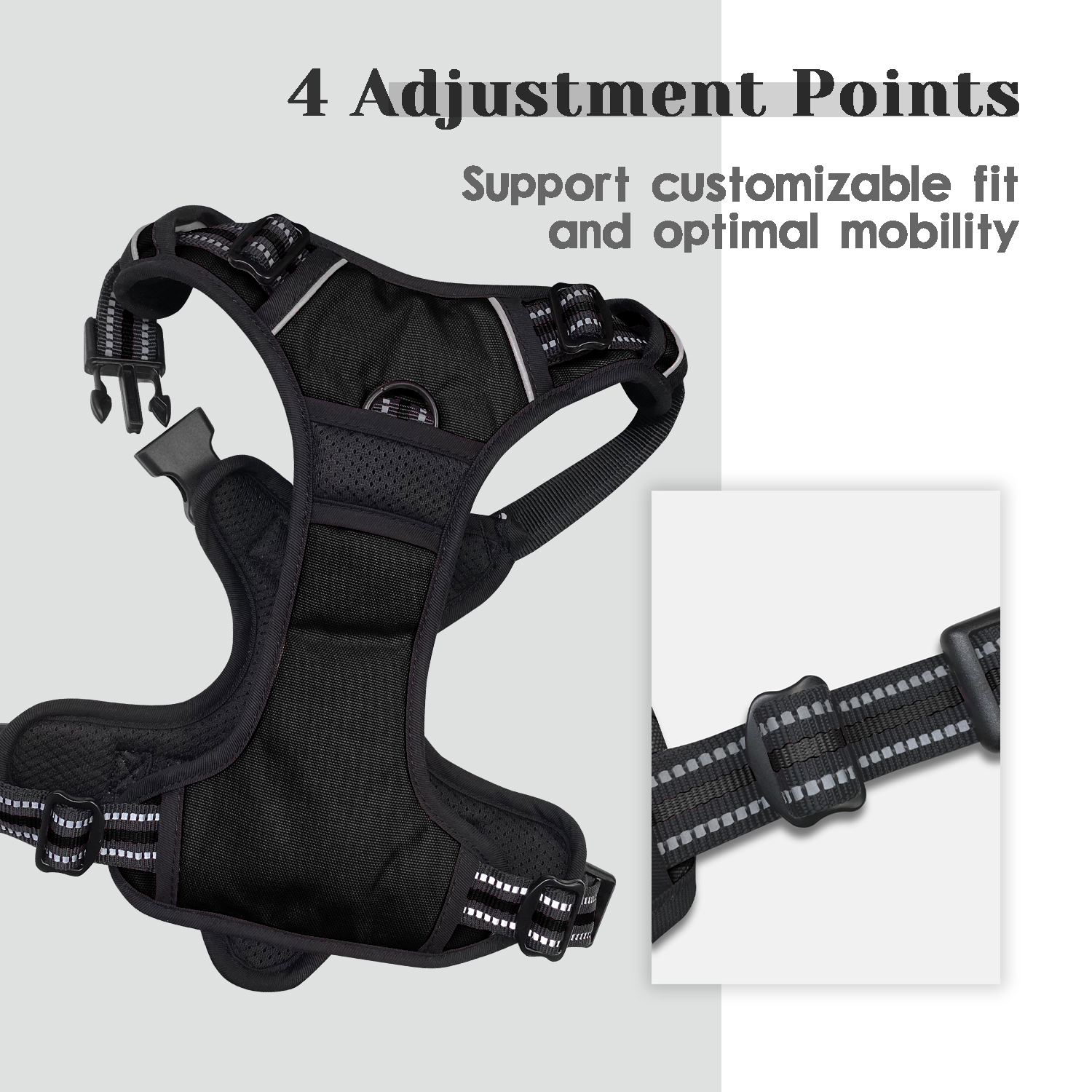Astarin No-Pull Dog Harness with Handle, Large Black photo 5