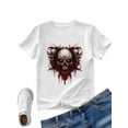 thumbnail image 4 of Women's T-Shirt Terror Skull Short Sleeve Casual Tee Classic Crew Neck T Shirt for Women White, L, 4 of 7
