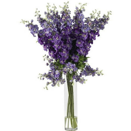 Nearly Natural Delphinium Silk Flower Arrangement, Purple