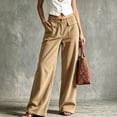 thumbnail image 2 of Women Corduroy Wide Leg Trousers Sevevn Button Fly Mid Rise Loose Fit Pants With Flap Front Pockets, Diverse Solid Color Selections For Dating Shopping And Semi‑Casual Daily Dressing, 2 of 6