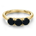 thumbnail image 3 of Gem Stone King 10K Yellow Gold Black Onyx Engagement Ring for Women | 1.43 Cttw | Round 5MM | Gemstone December Birthstone | Size 7, 3 of 6