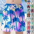 thumbnail image 5 of Gyexs Boys Swim Trunks Size 8-9 4th of July Print Swim Shorts Independence Day Star Flag Graphic Hawaiian Style Holiday Vacation Beach Shorts Navy, 5 of 7