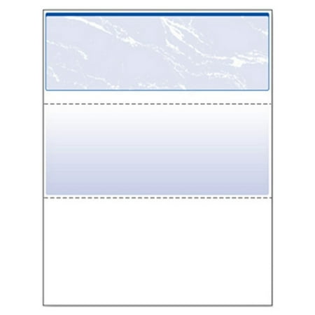8-1/2'' x 11" Standard Blue Marble Laser Check, Top Position, 24# Stock (Carton of 2500)