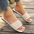 thumbnail image 5 of Ndbuld Women's Sandals,Flat Sandals for Women,Slip On Sandals Women,Beach Sandals for Woman,Summer Sandals,Girls Sandals,Walking Sandals Women Dressy,Slide Sandals Women,Square Toe Sandals White, 5 of 6