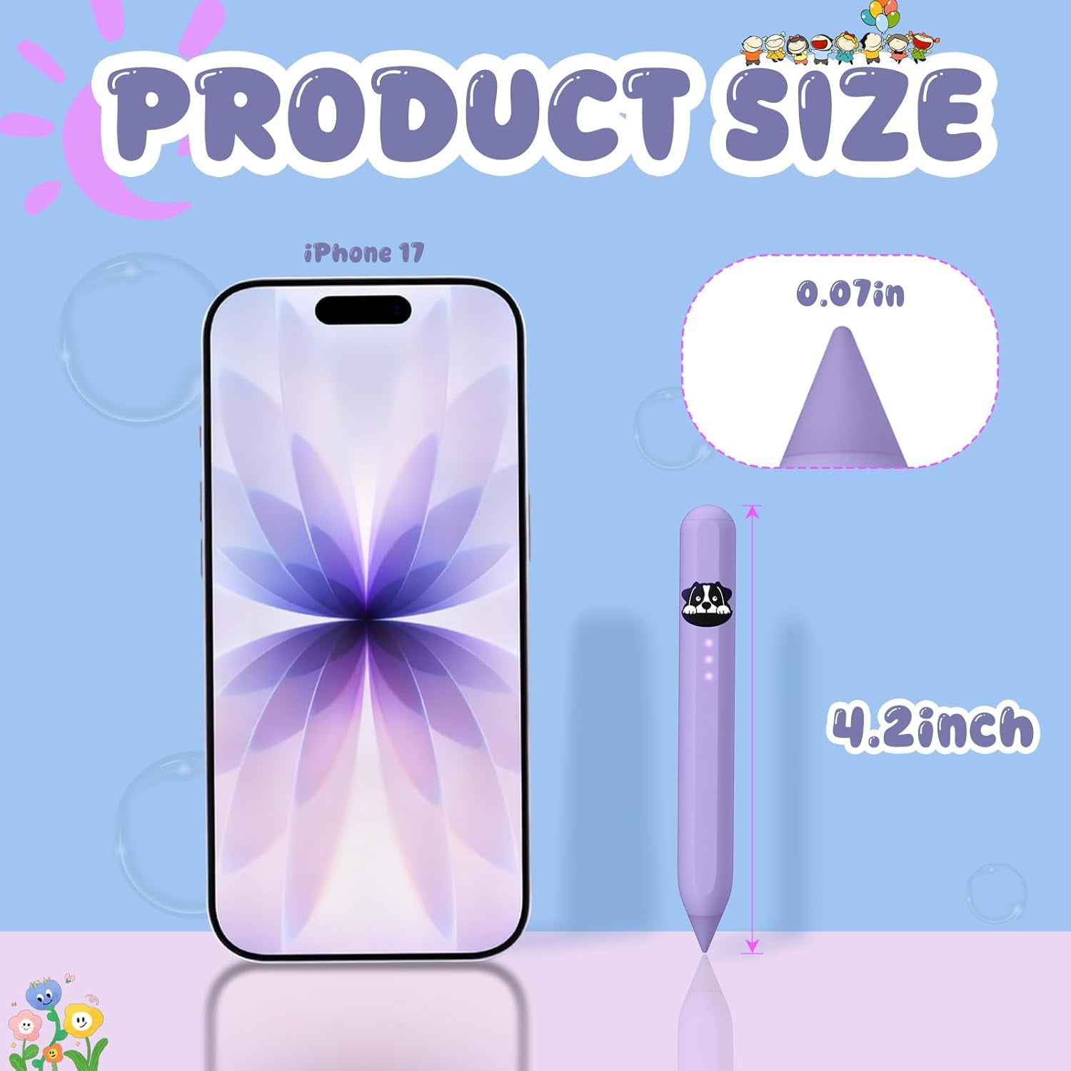 Stylus Pen for iPad 2018-2025, Kids-Friendly Magnetic Pen for iPad with Fast Type-C Charging, Palm Rejection & Tilt Support, 1.5mm High Precision Tip, Purple