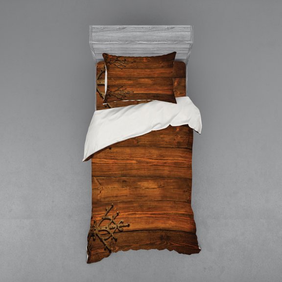Ambesonne Antique Bedding Set 3 Pcs, Gothic Style Ornaments, Twin XL, Dark Rosewood