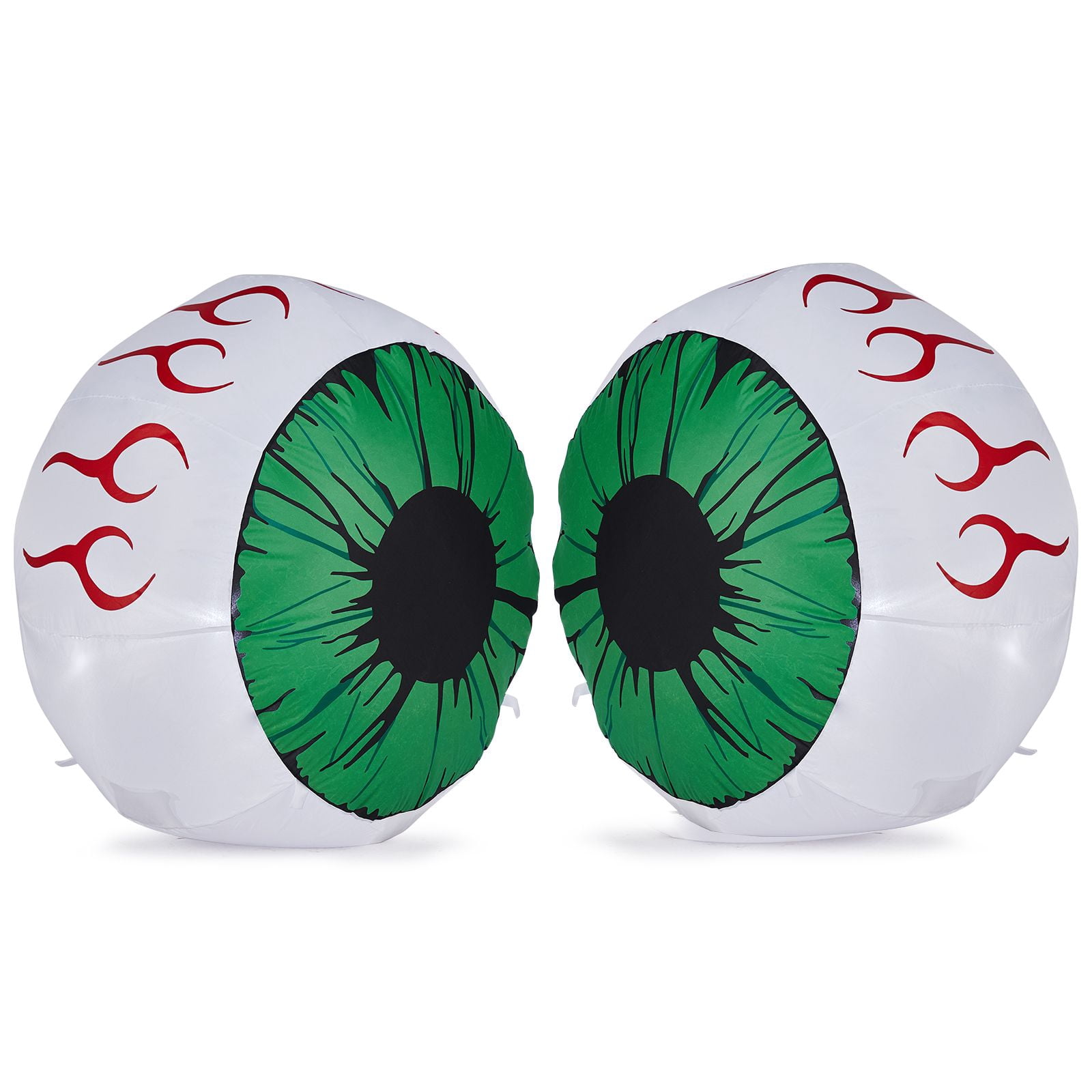 3FT Inflatable Light-Up Green Eyes Halloween Decor with Built-in White LED Lights Waterproof Polyester Blow Up Eyeball Ornament