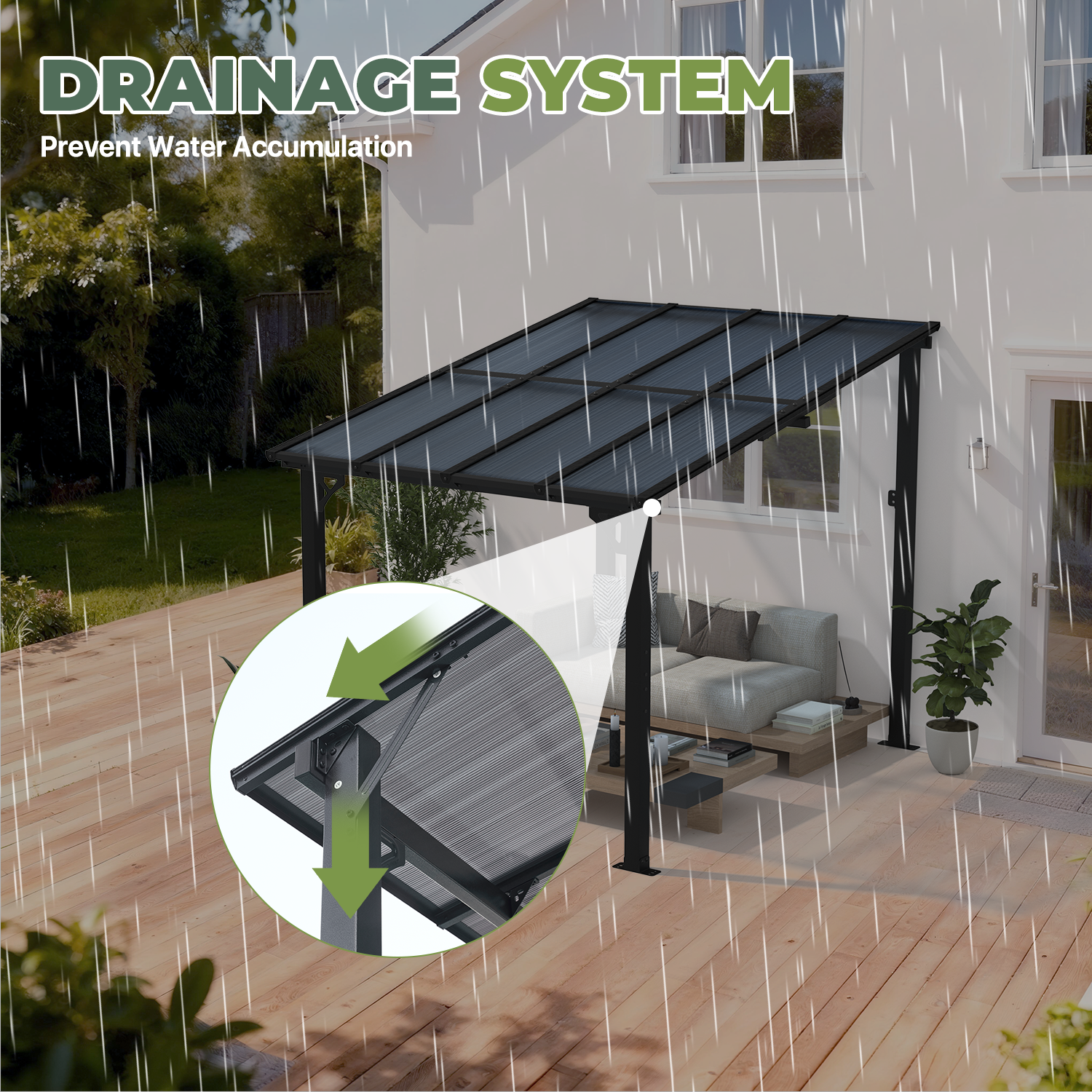 BaPiPro 8x10 ft Wall-Mounted Hardtop Gazebo with Polycarbonate Roof, Aluminum Frame, Outdoor Patio Cover for Poolside or Backyard, UV Resistant