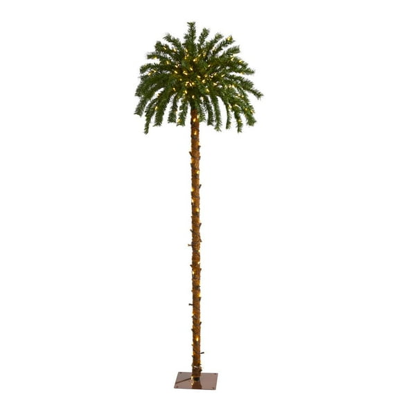 Nearly Natural 6ft. Christmas Palm Artificial Tree with 200 Warm White LED Lights