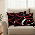 thumbnail image 2 of Red Geometric Outdoor Waterproof Pillow Covers, Vintage Abstract Stripes Aesthetic Art Decorative Rectangle Throw Pillowcase Sofa Cushion Sham for Patio/Couch/Chair, 20"x12" 2 Pack, 2 of 8