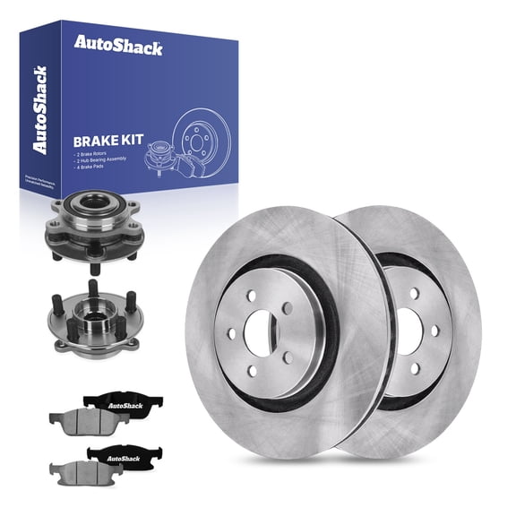 AutoShack Front Vented Brake Rotors   Ceramic Pads   Hub Bearing Assembly 8-PC Brake Kit Replacement for 2018-2021 Ford Edge 12.44" (316 mm)