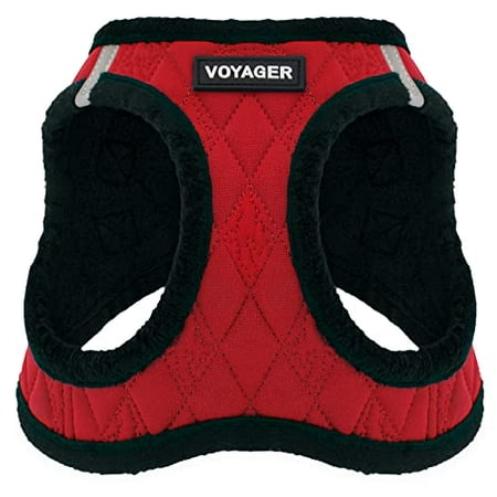 Voyager Step-in Plush Dog Harness for Small and Medium Dogs - Red Plush, Medium (Chest: 16 - 18")