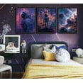 thumbnail image 3 of 3 Pcs Cool Astronaut Wall Art Abstract Colorful Galaxy Spaceman Wall Decor Fantastic Planet Space Ship Canvas Prints Surrealism Planets Cosmos Posters Pictures For Teen Boys, 3 of 6