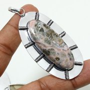 Rhodochrosite Gemstone Handmade Ethnic Unique Gift Pendant Jewelry 3.1" SA 6612