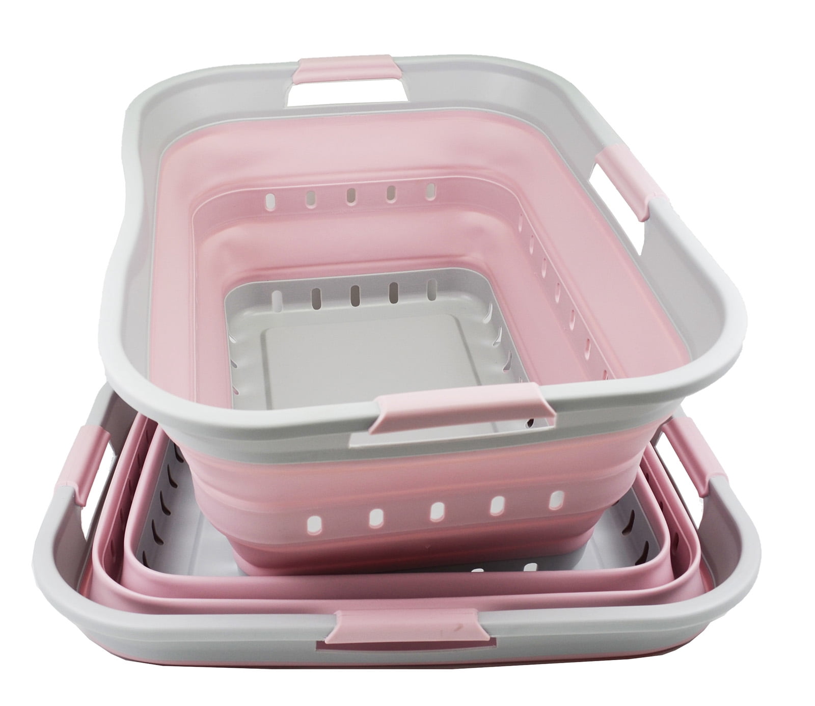 SAMMART 42L(11 gallons) Collapsible Plastic Laundry Basket - Foldable Pop Up Storage Container/Organizer - Portable Laundry Hamper- Space Saving Outdoor