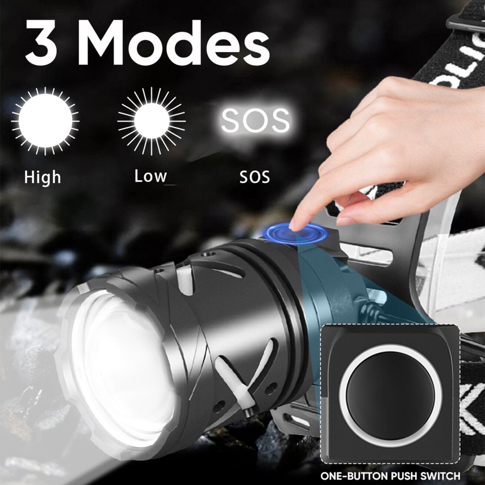 1pc Garberiel 30W High Lumens Rechargeable Headlamp,Super Bright LED Headlamp with Power Output Function, 3Modes LED Headlight for Hiking, Camping, Fishing (Included Battery)