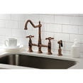 thumbnail image 3 of Kingston Brass KS127AXBSAC Heritage Bridge Kitchen Faucet with Brass Side Sprayer, Antique Copper, 3 of 8