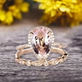 thumbnail image 6 of 2Pcs Milgrain Pear Shape 1.75 Carat Wedding Ring Set Morganite Engagement Ring Diamond Matching Band 10k Yellow Gold Anniversary Gift, 6 of 6