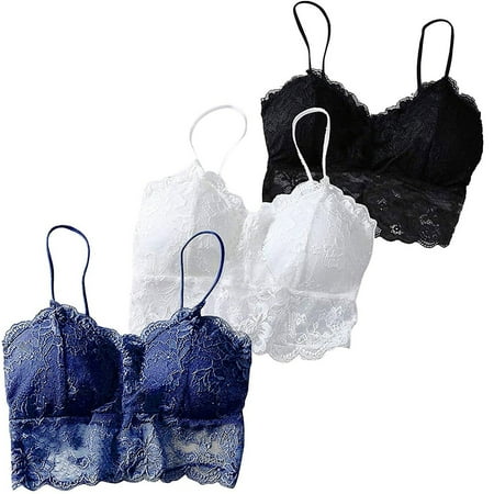 

YDKZYMD High Impact Sports Bras for Women Lace V Neck Wireless Padded Longline Sexy Bras 3 Pack