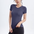 thumbnail image 3 of Women's Workout Top, Stretch Yoga Shirt Fitted Athletic Tee for Women, Nylon Spandex Fitness Short Sleeve Round Neck, 3 of 4