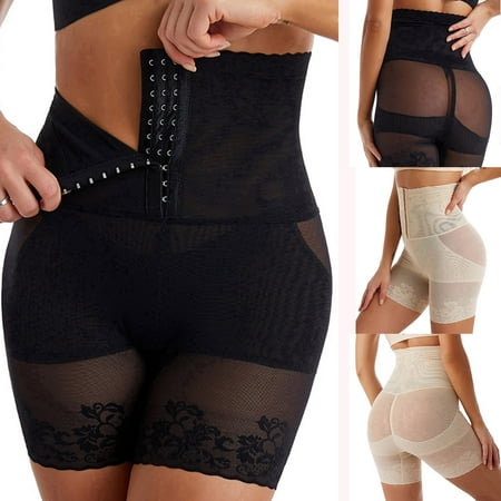 Jinhomg Tummy Control Shapewear for Women Sheer Lace Panty Shorts Body Shaper Panties High Waisted Butt Lifting Thigh Slimmer Sexy Underwear Holiday Deals Black L