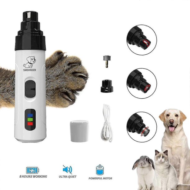 Dog Nail Grinder, Upgraded Super Quiet Painless Pet Nails Grooming Tools, 2 Speed Rechargeable Pet Nail Trimmer For Large Medium Small Dogs Cats Excel