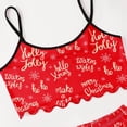 thumbnail image 5 of LILIYA Women 2 Piece Halloween Pajama Set Cute Print Round Neck Spaghetti Strap Ruffle Crop Top Shorts Loungewear Sleepwear, 5 of 6