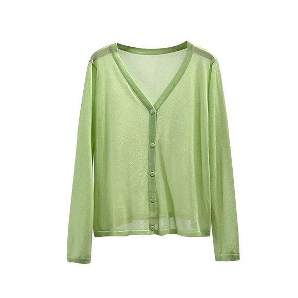 Timegard Lightweight Summer Cardigan for Women Plus Size Button up See Through Beach Casual Loose Cover Up