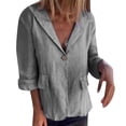 thumbnail image 2 of HBFAGFB Womens Cardigan Plus Size Lapel Button Down Jacket Simple and Versatile Daily Wear Grey Size XXXXL, 2 of 8