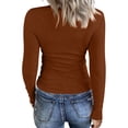 thumbnail image 6 of Qwertyu Women's Long Sleeve Shirts Stretch Square Neck Ribbed Slim Fitted Casual Basic Tops Tee Ginger 3XL, 6 of 7