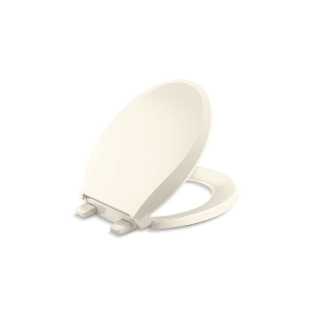 KOHLER 4639-RL-47 Cachet ReadyLatch Asiento de inodoro redondo de cierre silencioso Tapa de cierre lento y asiento Parachoques herméticos y accesorios de instalación Almendra
