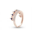 thumbnail image 3 of AFFY Round Shape Simulated Blue Sapphire With 0.06 Cttw White Diamond Heart Crown Ring In 14K Rose Gold Over Sterling Silver, 3 of 6