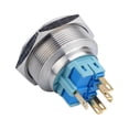 thumbnail image 3 of Interruptor pulsador metálico LED azul de 30 mm, cabezal plano de 12 V, 1 NA 1 NC Restablecimiento automático, 3 of 7