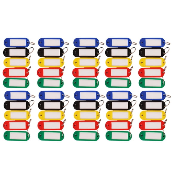 50Pcs Assorted Color Key Chain Tags Set Simple Pure Color Keyring Label Tag Kit for Classification