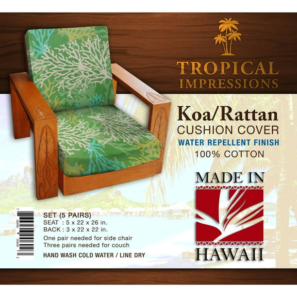 Generic Tropical Impressions Koa/Rattan Cushion Cover, Green Coral
