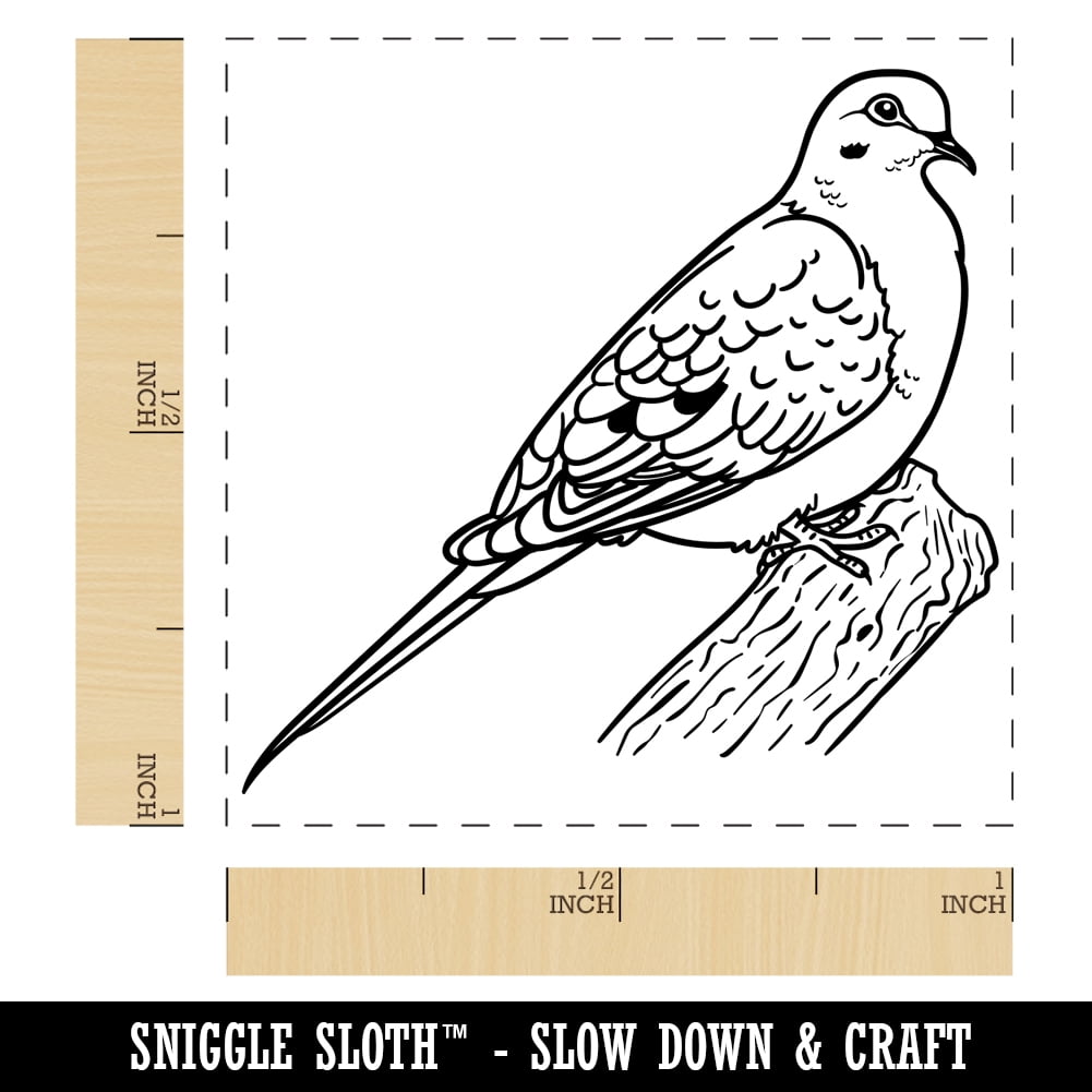 Watchful Mourning Dove Bird Self-Inking Rubber Stamp Ink Stamper - Fuchsia Ink - Small 1 Inch
