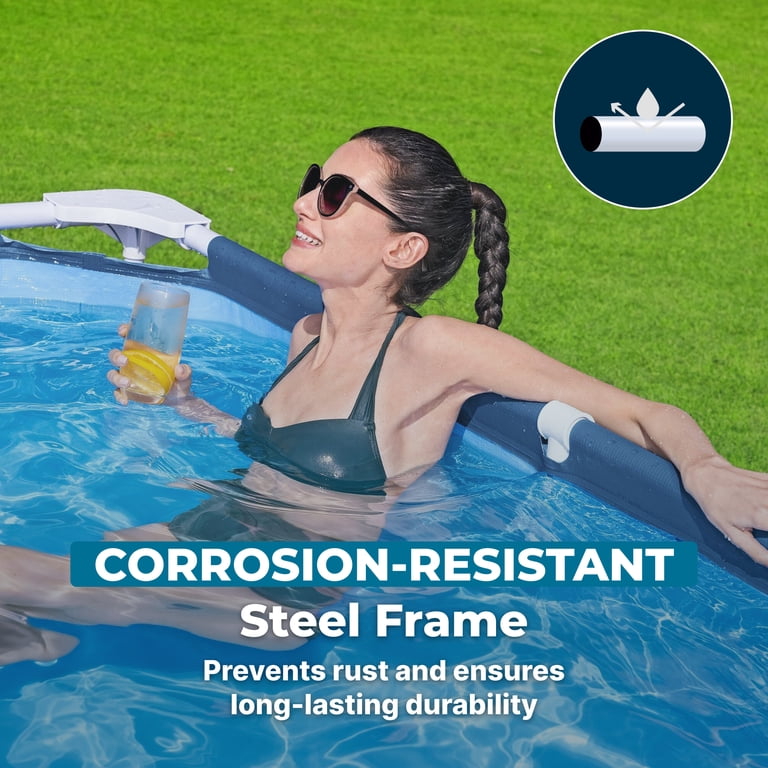 Bestway Rectangular Metal Frame Swimming Pool, Steel Pro Above