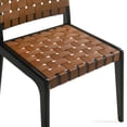 thumbnail image 4 of Modern Dining Chairs, Brown Leather Strap Seat and Back, Black Rubberwood Frame and Legs, Minimal Assembly Required, Stylish Accent Chairs for Dining Room or Kitchen, Brown, Set of 2, 4 of 9