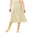 thumbnail image 3 of INSPIRE CHIC Women's Elastic Waist Zipper Polka Dots Casual Midi Skirt, 3 of 5