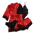 thumbnail image 2 of Birdeem Women Plus Size Sexy Lingerie Silk Robe Satin Bathrobe Four-Piece Set Sleepwear Pajamas, 2 of 12