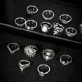 thumbnail image 4 of UDIYO 14Pcs Vintage Sunflower Moon Finger Midi Knuckle Rings Set Women Party Jewelry, 4 of 6